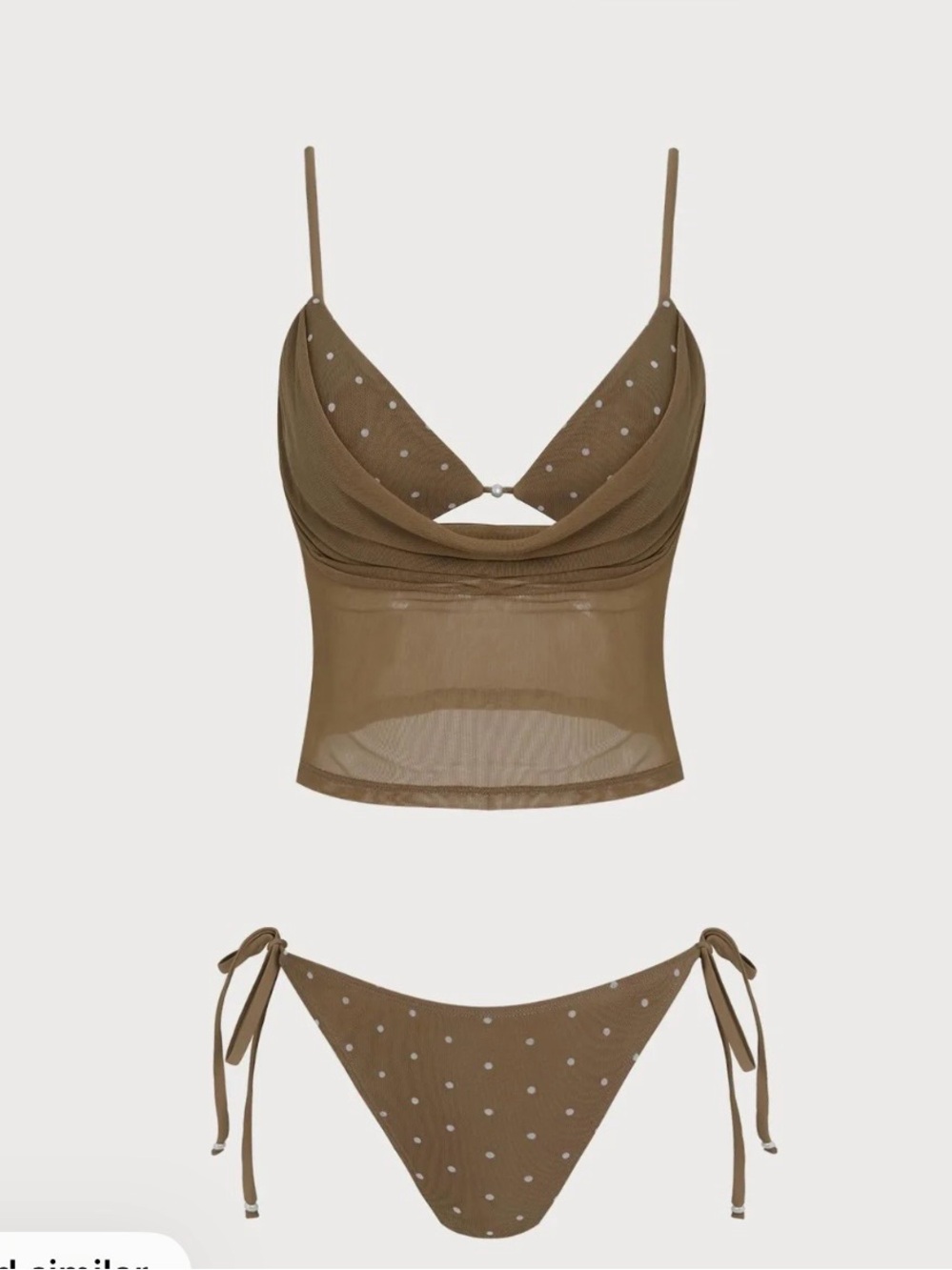 NWT Samiol Coffee Polka Dot Fake Two-Piece Tankini Set Sz L